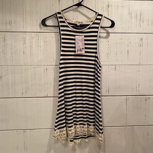 White and navy stripe tank top
